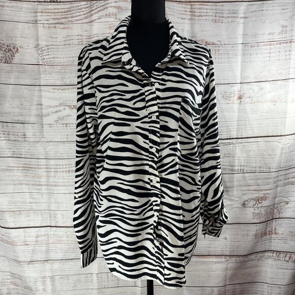 Time and Tru Zebra Print Blouse | XXL (20) | Button-Down - Picture 1 of 6